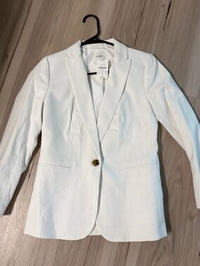 J. Crew Women's White Single-Button Notch-Lapel Blazer
